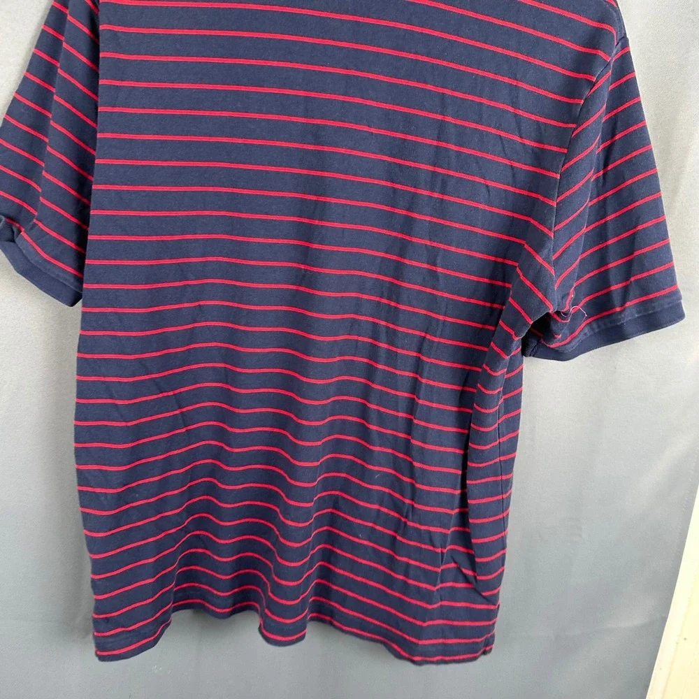 Polo Ralph Lauren Mens Classic Fit Navy Blue Red Striped Polo Shirt Large